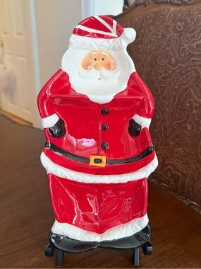 Nantucket Vintage-style Ceramic Santa Claus Cookie Decorative Trinket Tray /Dish
